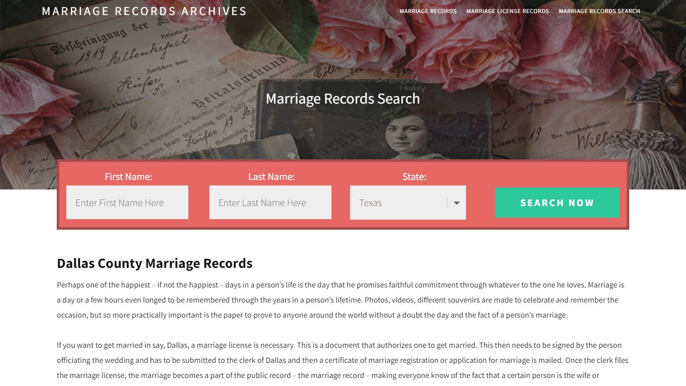 Dallas County Marriage Records | Enter Name and Search | 14 Days Free